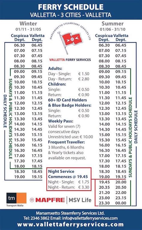 valletta 3 cities ferry schedule